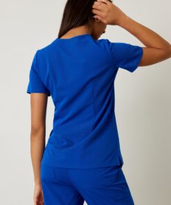 Alternative view of GABRIELLE RE-GARDE™ - ROYAL BLUE - One Pocket Scrub Top - SILVADUR™