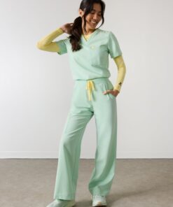 MILA RE-GARDE™ - MISTY MINT - Wide Leg Scrub Pants - SILVADUR™
