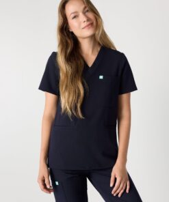 LIV RE-GARDE™ - NAVY - Three Pockets Scrub Top - SILVADUR™ - Final Sale