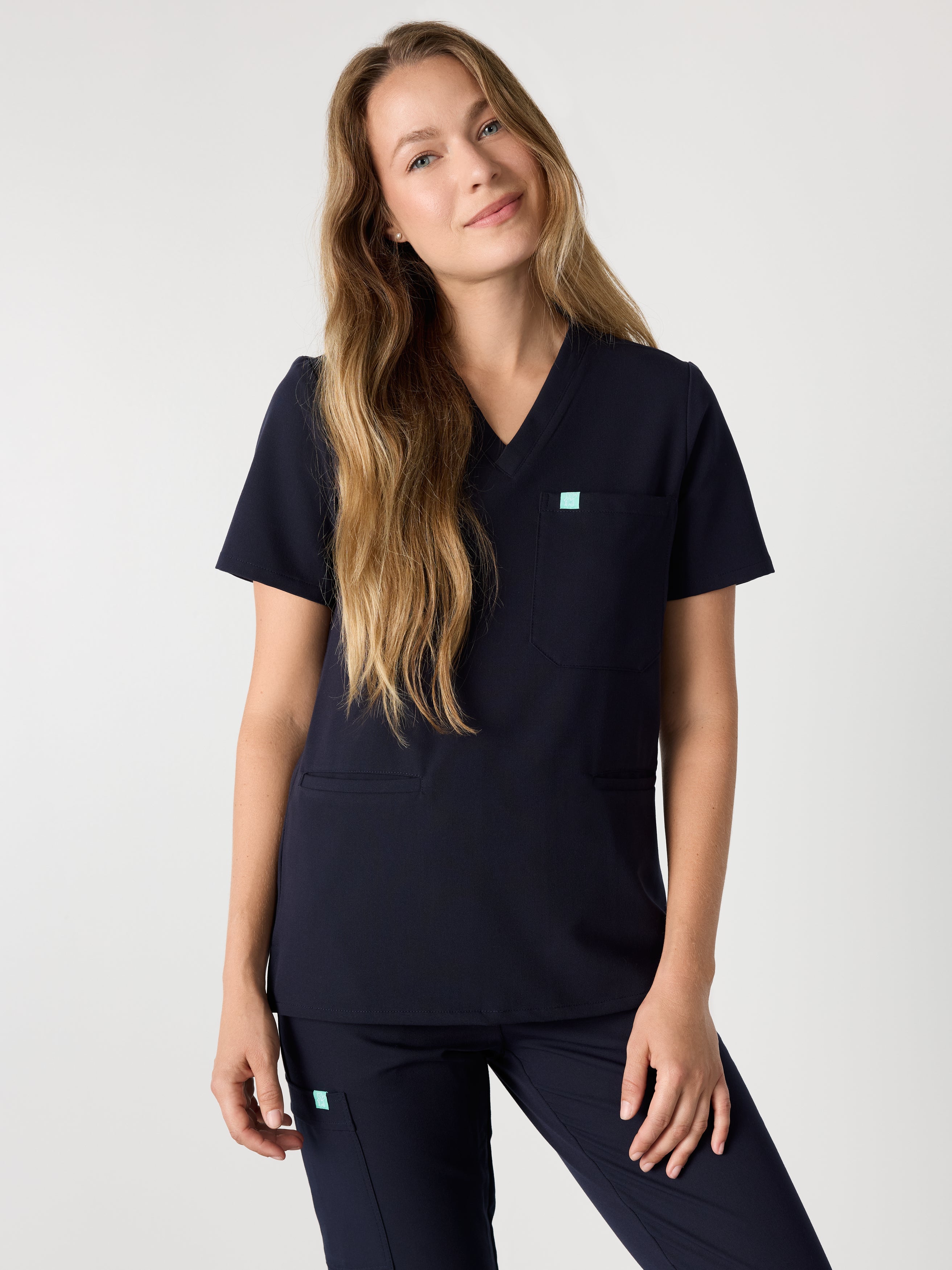 LIV RE-GARDE™ - NAVY - Three Pockets Scrub Top - SILVADUR™ - Final Sale