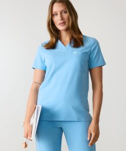 GABRIELLE RE-GARDE™ - CLASSIC BLUE - One Pocket Scrub Top - SILVADUR™