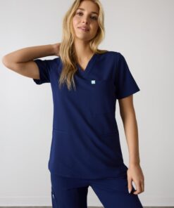 LIV RE-GARDE™ - MODERN NAVY - Three Pockets Scrub Top - SILVADUR™