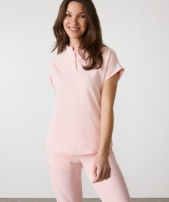 CHARLIE RE-GARDE™ - ROSE QUARTZ - Mandarine Collar Scrub Top - SILVADUR™