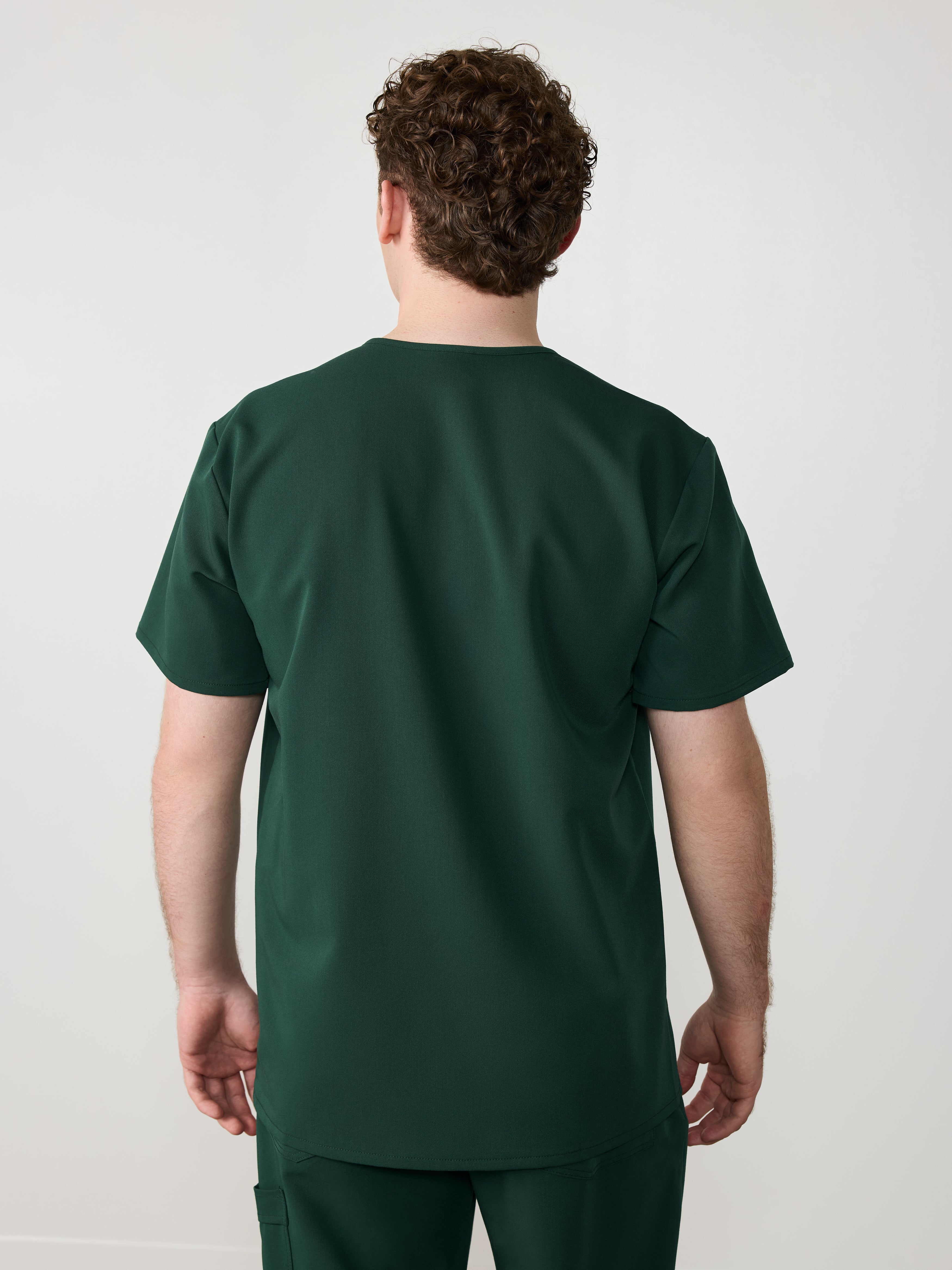 ZACK RE-GARDE™ - FOREST GREEN - Three Pockets Men's Scrub Top - SILVADUR™ - Image 3