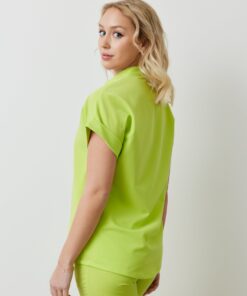 Alternative view of CHARLIE RE-GARDE™ - LIME - Mandarine Collar Scrub Top - SILVADUR™