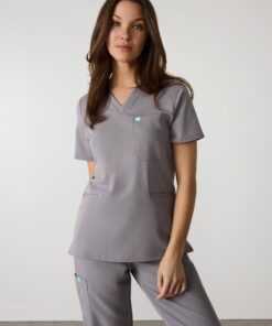 LIV RE-GARDE™ - ECLIPSE GREY - Three Pockets Scrub Top - SILVADUR™