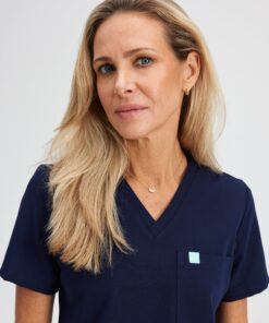 Alternative view of GABRIELLE RE-GARDE™ - NAVY - One Pocket Scrub Top - SILVADUR™ - Final Sale