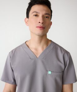 Alternative view of LOGAN RE-GARDE™ - ECLIPSE GREY - One Pocket Men's Scrub Top - SILVADUR™