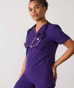 GABRIELLE RE-GARDE™ - MIDNIGHT VELVET - One Pocket Scrub Top - SILVADUR™ - Final Sale