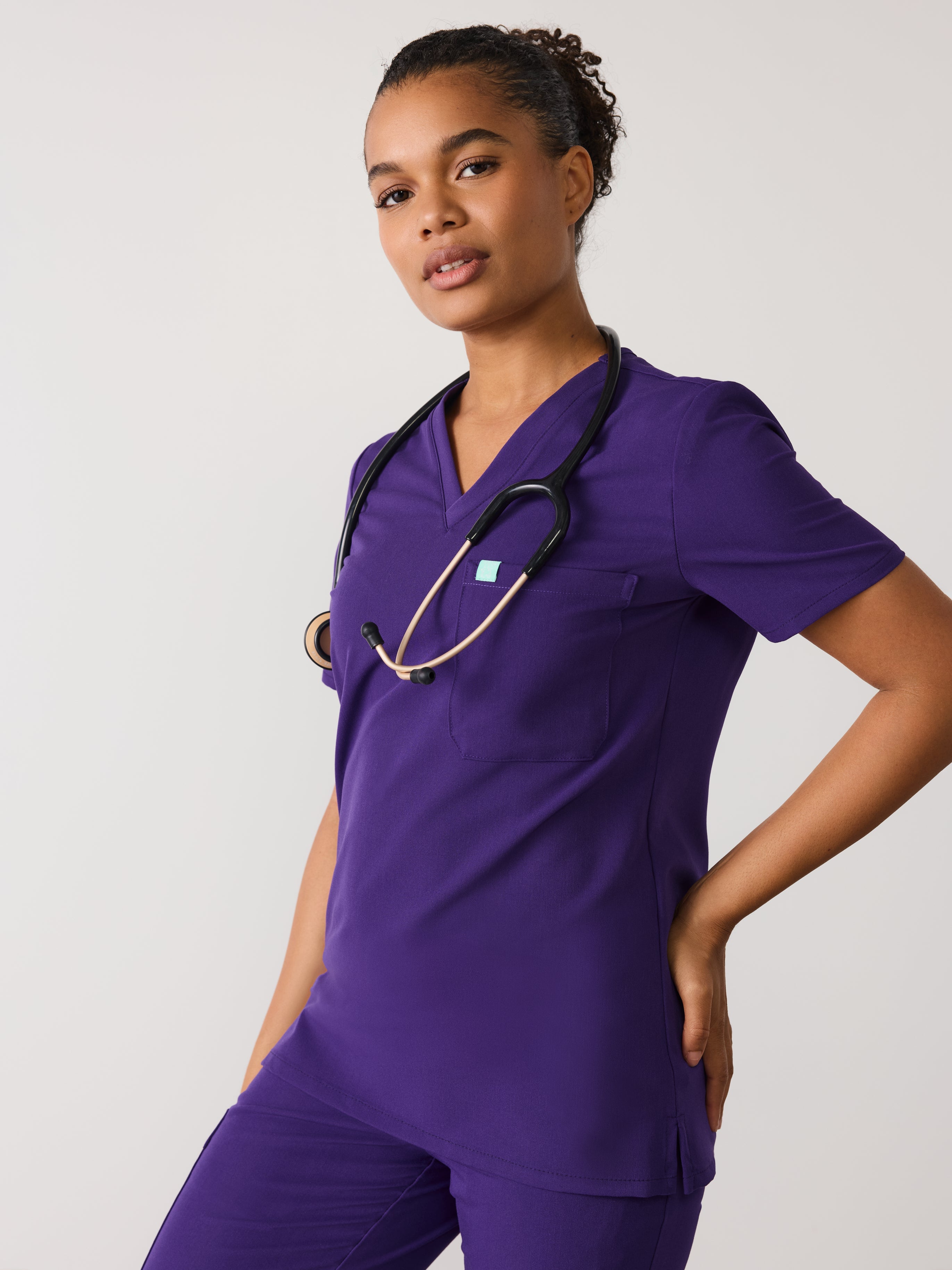 GABRIELLE RE-GARDE™ - MIDNIGHT VELVET - One Pocket Scrub Top - SILVADUR™ - Final Sale