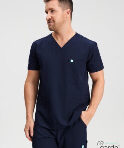 ZACK RE-GARDE™ - DARK BLUE - Three Pockets Men's Scrub Top - FINAL SALE