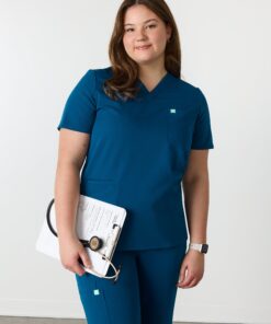 LIV RE-GARDE™ - OPAL BLUE - Three Pockets Scrub Top - SILVADUR™