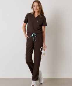 JULIETA RE-GARDE™ - CHOCOLATE - Straight Cut Scrub Pants - SILVADUR™