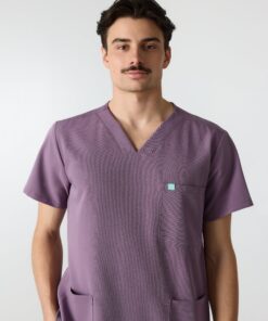 Alternative view of ZACK RE-GARDE™ - DUSTY PURPLE - Three Pockets Men's Scrub Top - SILVADUR™