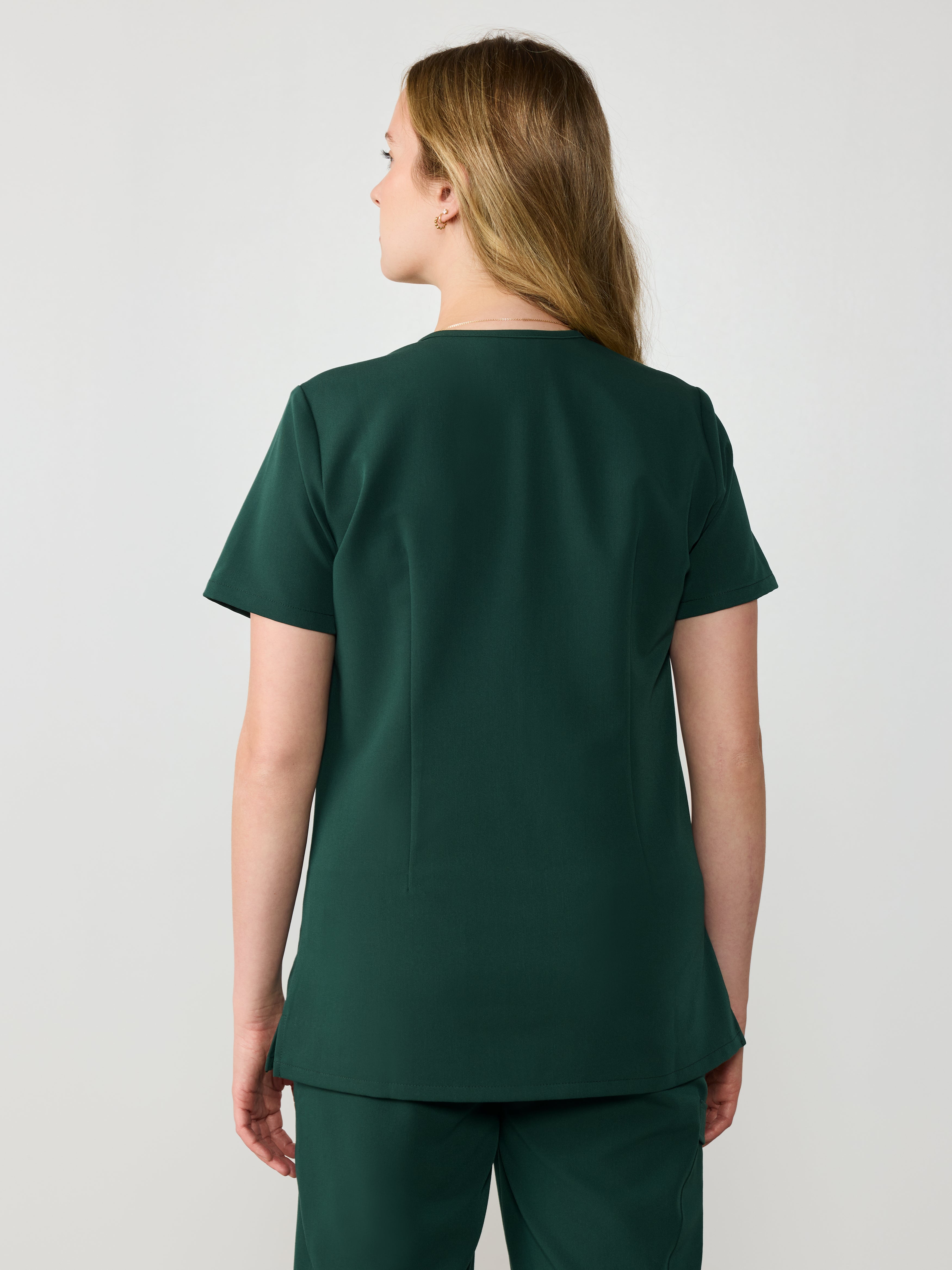 GABRIELLE RE-GARDE™ - FOREST GREEN - One Pocket Scrub Top - SILVADUR™ - Image 3
