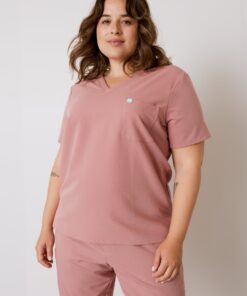 GABRIELLE RE-GARDE™ - BLUSH - One Pocket Scrub Top - SILVADUR™ - Final Sale
