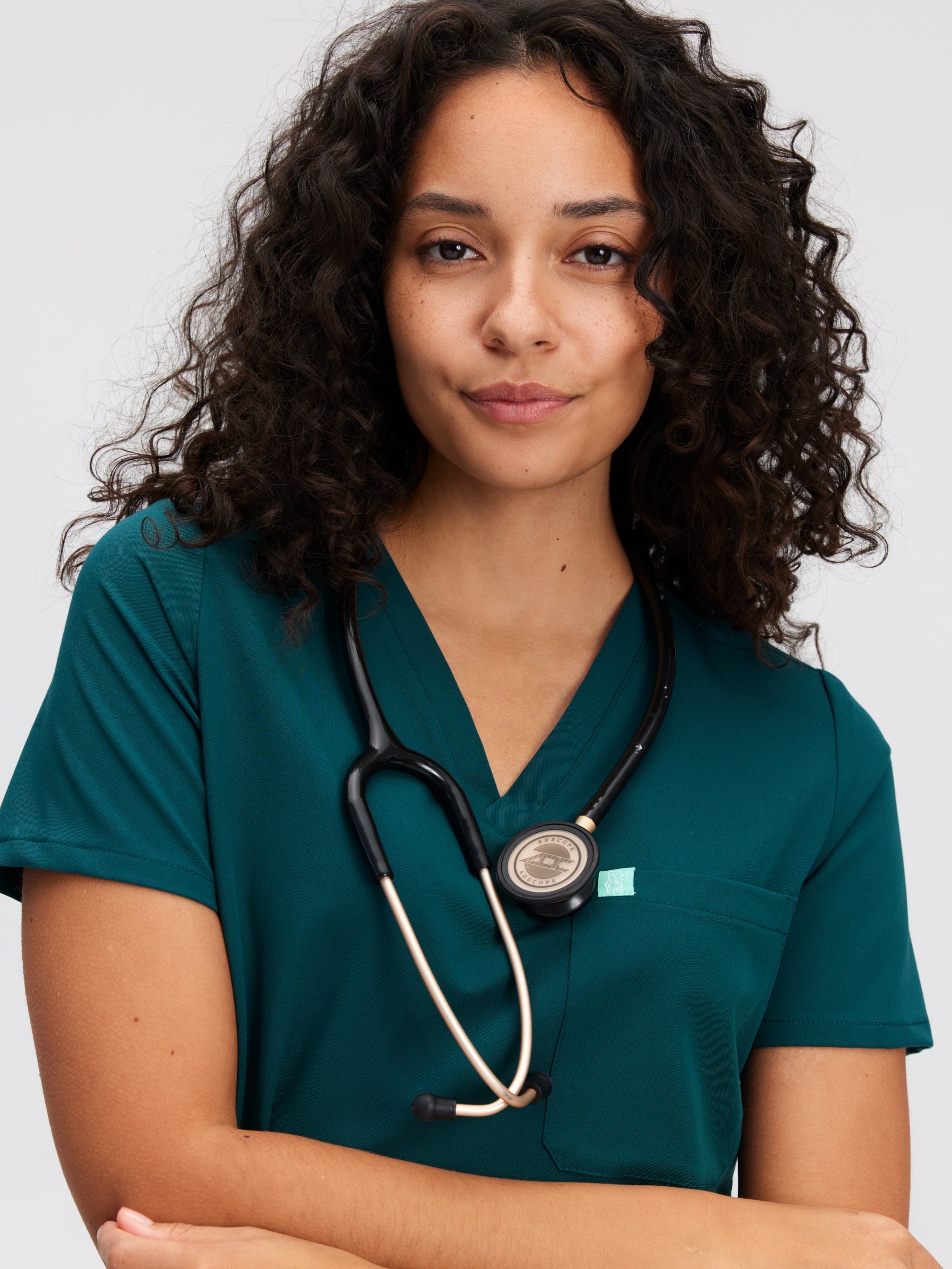 CHLOE RE-GARDE™ - TEAL - Three Pockets Scrub Top - SILVADUR™ - Image 2