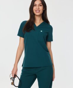 GABRIELLE RE-GARDE™ - TEAL - One Pocket Scrub Top - SILVADUR™