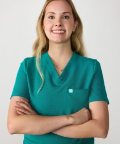 Alternative view of LIV RE-GARDE™ - ARCTIC MINT - Three Pockets Scrub Top - SILVADUR™