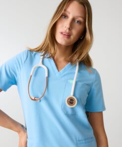 Alternative view of LIV RE-GARDE™ - CLASSIC BLUE - Three Pockets Scrub Top - SILVADUR™