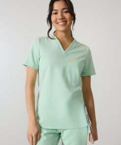GABRIELLE RE-GARDE™ - MISTY MINT - One Pocket Scrub Top - SILVADUR™