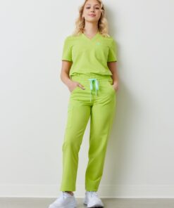 JULIETA RE-GARDE™ - LIME - Straight Cut Scrub Pants - SILVADUR™