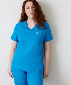 GABRIELLE RE-GARDE™ - AZURE BLUE - One Pocket Scrub Top - Final Sale