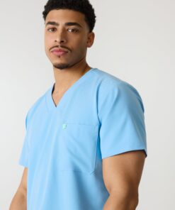 Alternative view of LOGAN RE-GARDE™ - CLASSIC BLUE - One Pocket Men's Scrub Top - SILVADUR™