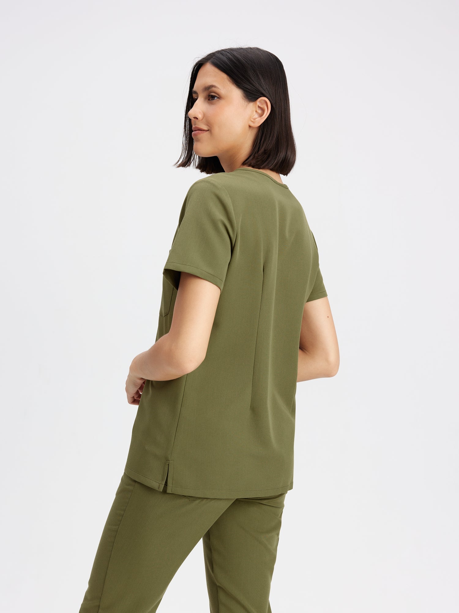 GABRIELLE RE-GARDE™ - OLIVE - One Pocket Scrub Top - Final Sale - Image 3