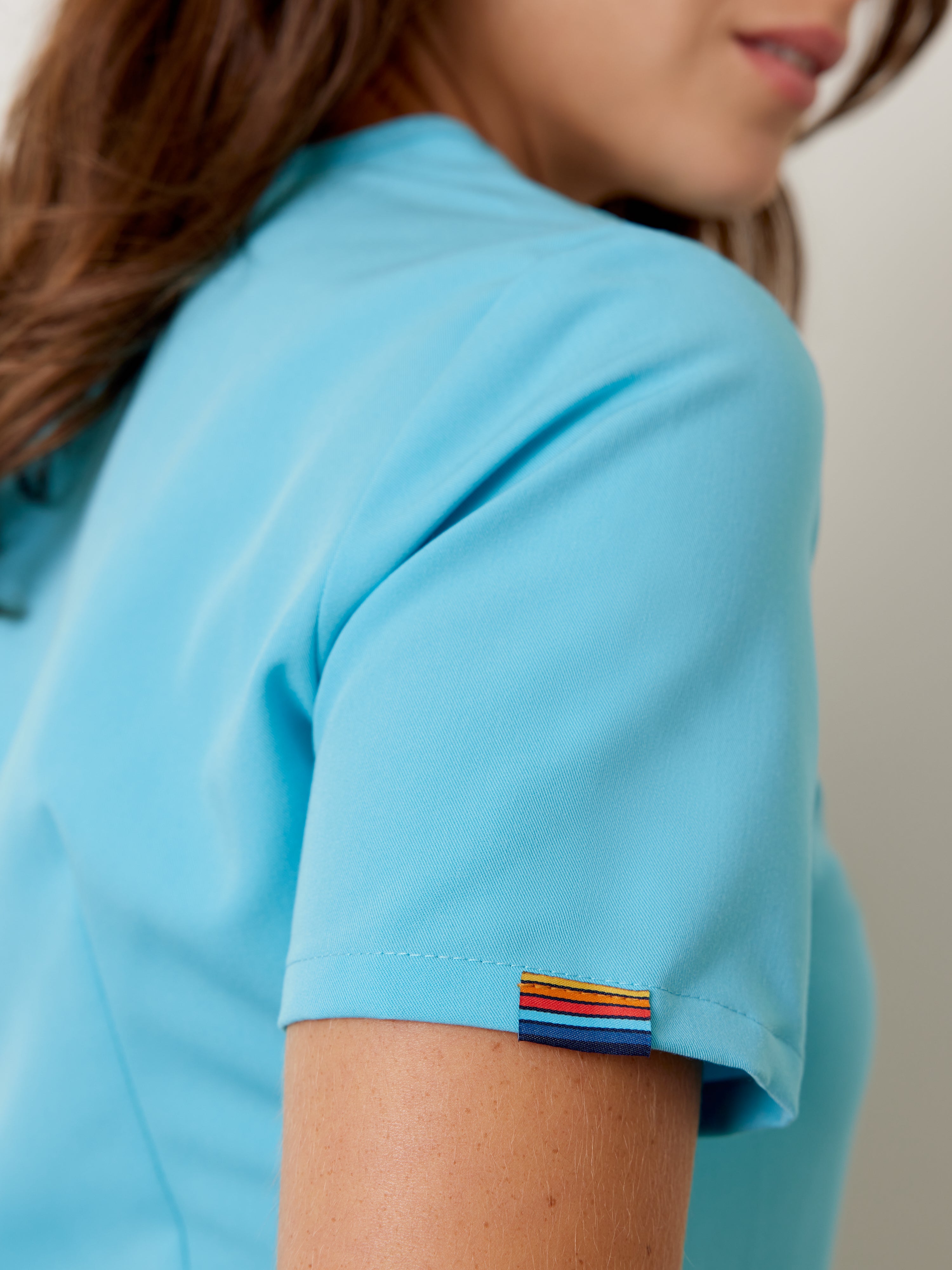 GABRIELLE RE-GARDE™ - RETRO BLUE - One Pocket Scrub Top - Final Sale - Image 3