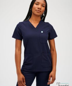 CHLOE RE-GARDE™ - DARK BLUE - Three Pockets Scrub Top  Final Sale