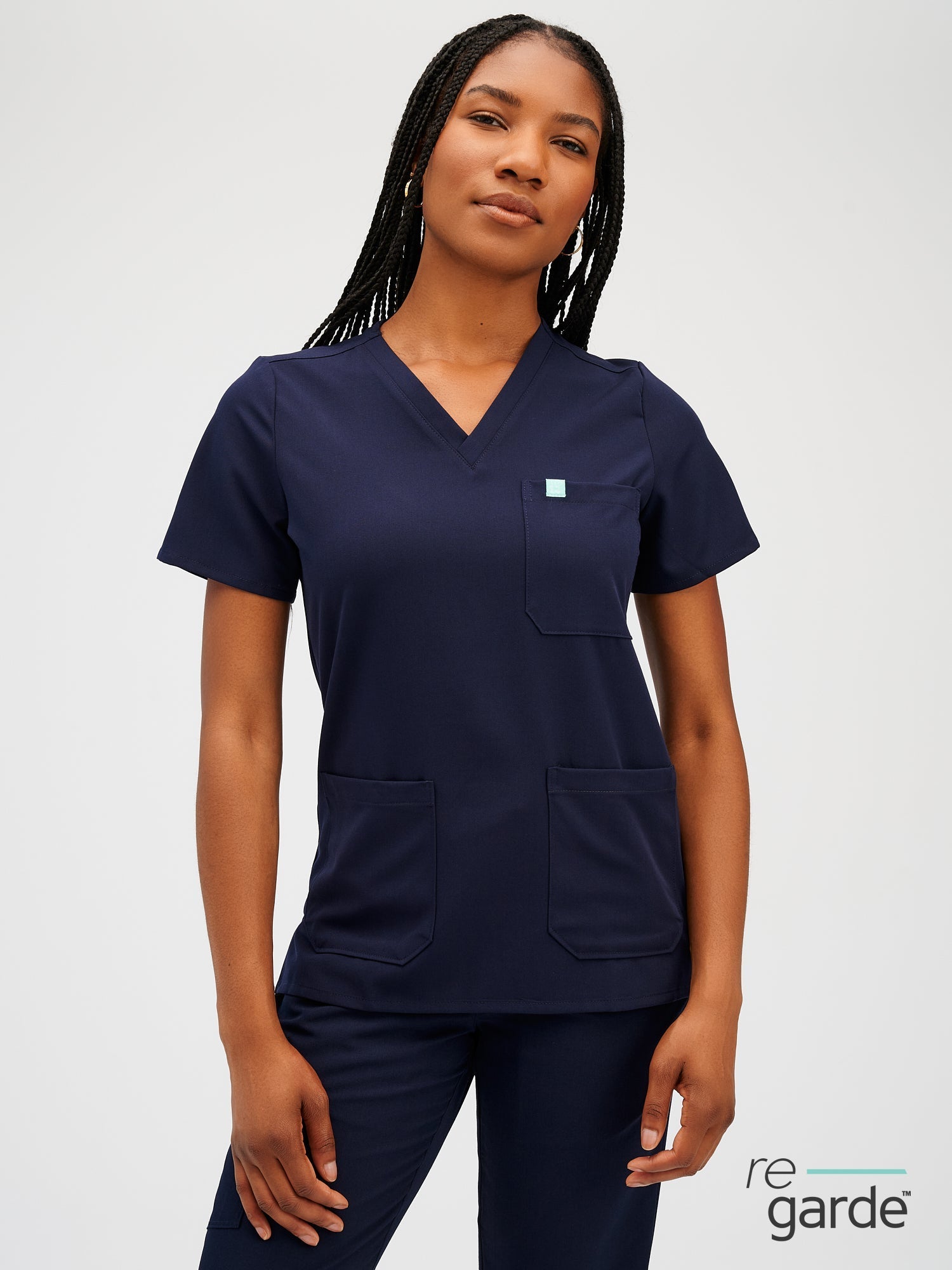 CHLOE RE-GARDE™ - DARK BLUE - Three Pockets Scrub Top Final Sale