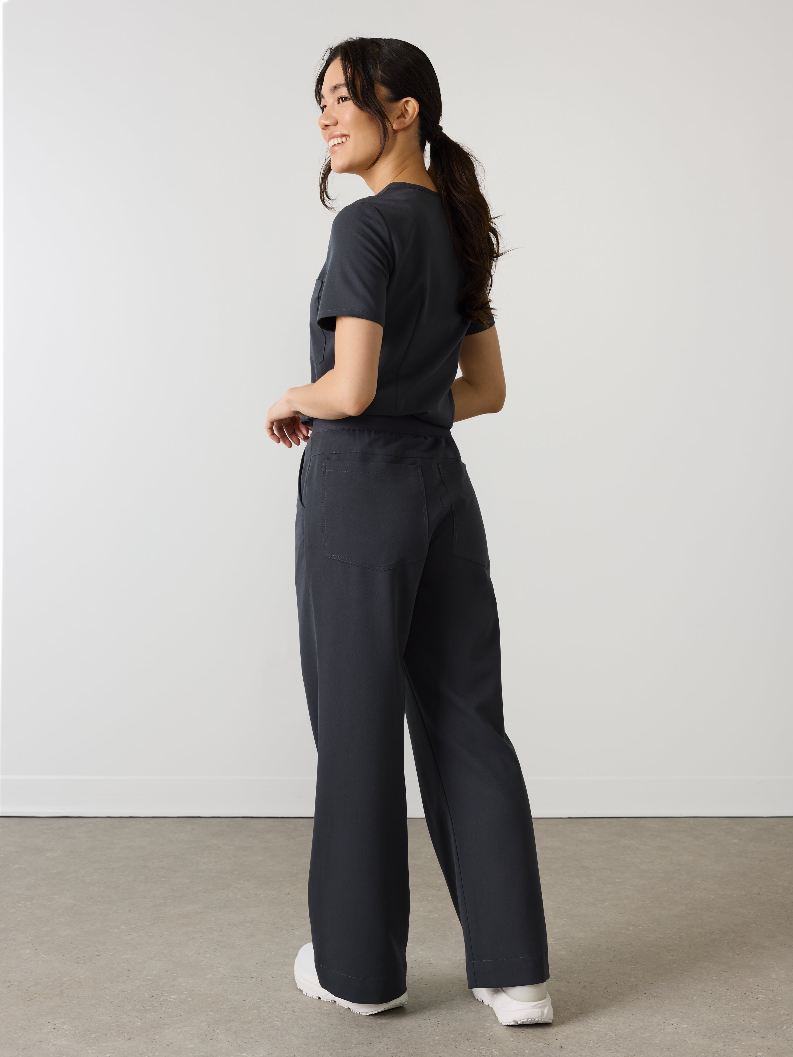 MILA RE-GARDE™ - CHARCOAL - Wide Leg Scrub Pants - SILVADUR™ - Image 3