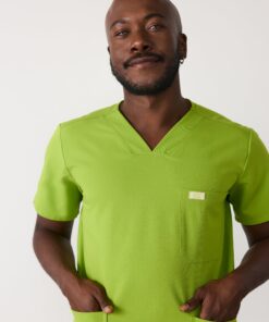 Alternative view of ZACK RE-GARDE™ - GRUMPY GREEN - Three Pockets Men's Scrub Top - SILVADUR™ - Final Sale