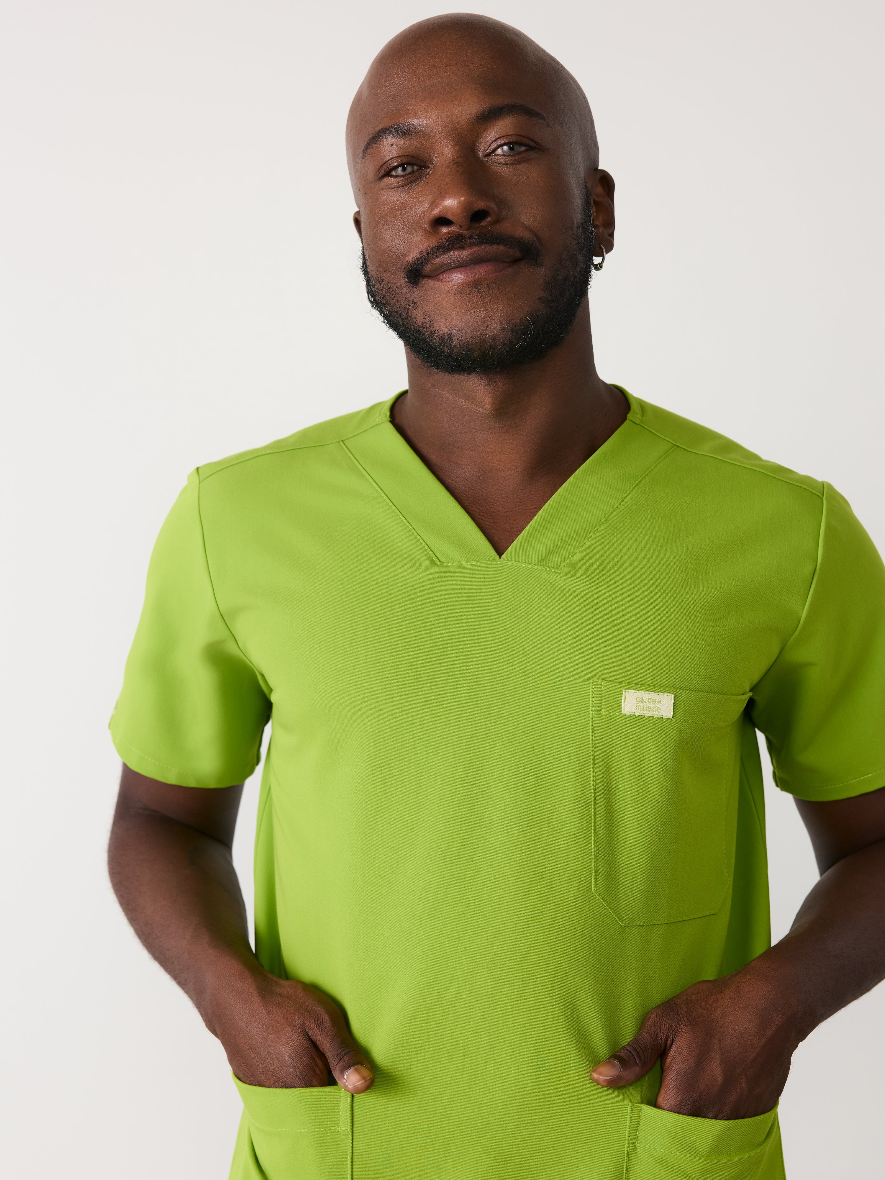 ZACK RE-GARDE™ - GRUMPY GREEN - Three Pockets Men's Scrub Top - SILVADUR™ - Final Sale - Image 2