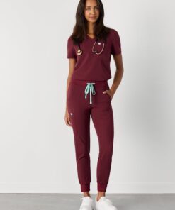 DEMI RE-GARDE™ - BURGUNDY - Jogger Scrub Pants - SILVADUR™