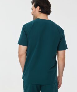 Alternative view of ZACK RE-GARDE™ - TEAL - Three Pockets Men's Scrub Top - SILVADUR™