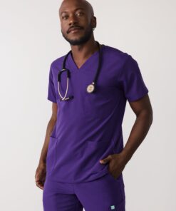 ZACK RE-GARDE™ - MIDNIGHT VELVET - Three Pockets Men's Scrub Top - SILVADUR™ - Final Sale