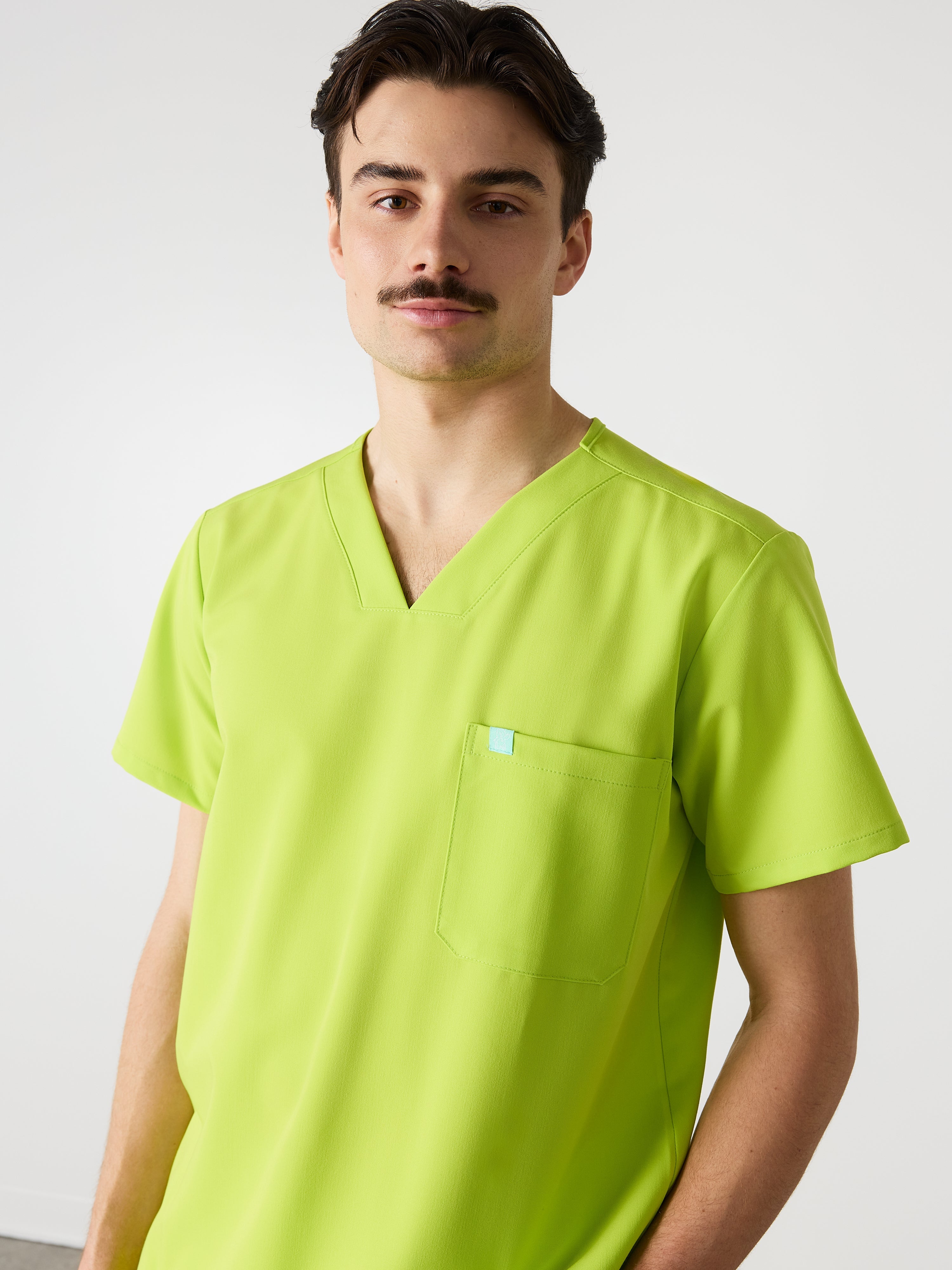 LOGAN RE-GARDE™ - LIME - One Pocket Men's Scrub Top - SILVADUR™ - Image 4