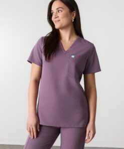 GABRIELLE RE-GARDE™ - DUSTY PURPLE - One Pocket Scrub Top - SILVADUR™