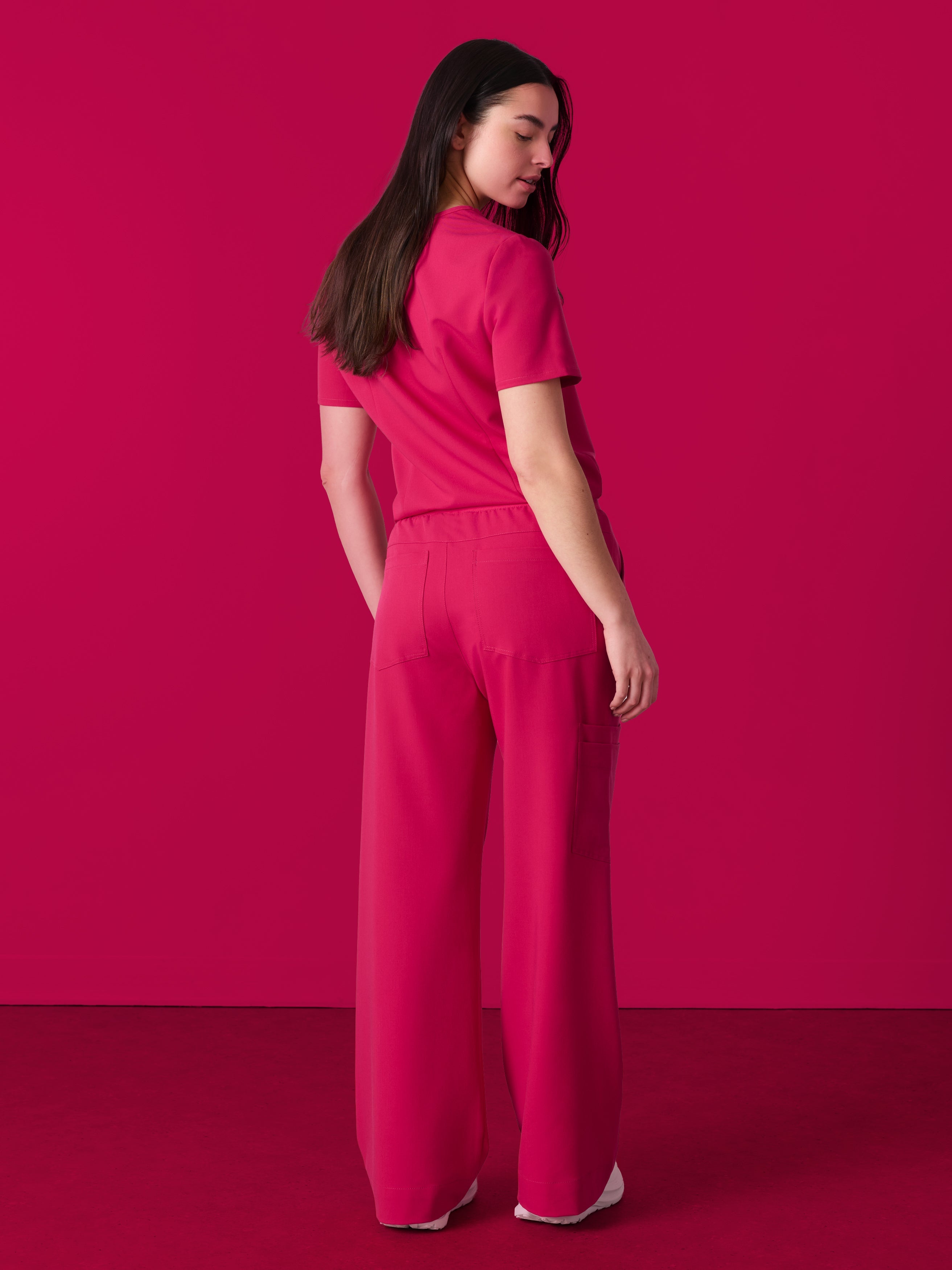 MILA RE-GARDE™ - VIBRANT FUCHSIA - Wide Leg Scrub Pants - SILVADUR™ - Image 4